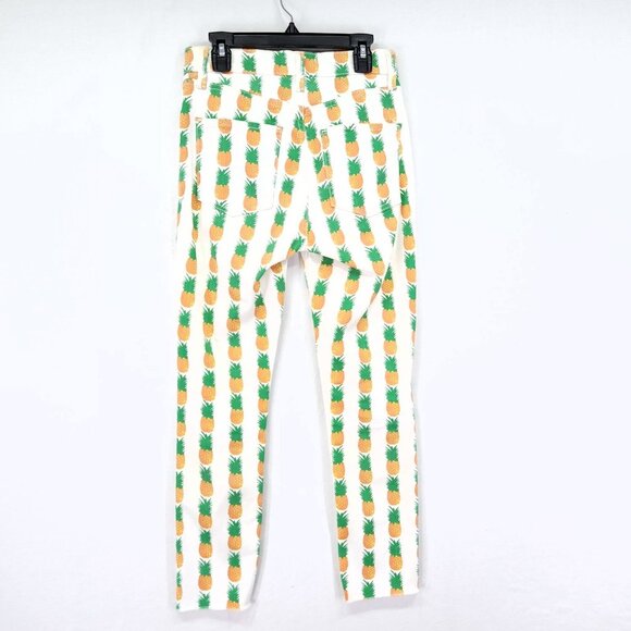 Pistola Skinny Jeans Size 26 Pineapple All Over Print Cropped Raw Fray Hem - Picture 2 of 14